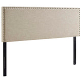 Phoebe Beige Upholstered Fabric Queen Headboard - Ornate Home
