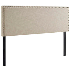 Phoebe Beige Upholstered Fabric Queen Headboard - Ornate Home