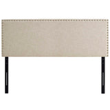 Phoebe Beige Upholstered Fabric Queen Headboard - Ornate Home