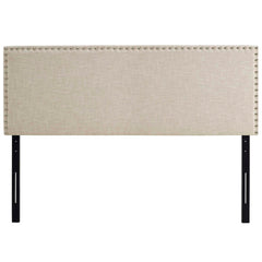 Phoebe Beige Upholstered Fabric Queen Headboard - Ornate Home