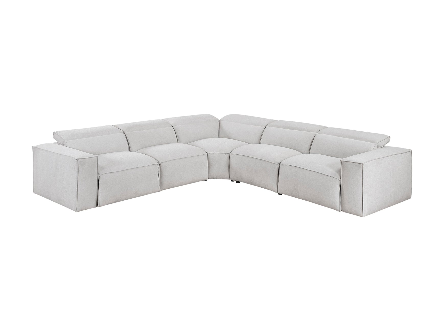 Phoebe Light Gray 5-Piece Modular Power Reclining Sectional - Ornate Home