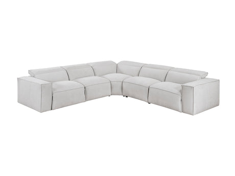 Phoebe Light Gray 5-Piece Modular Power Reclining Sectional - Ornate Home