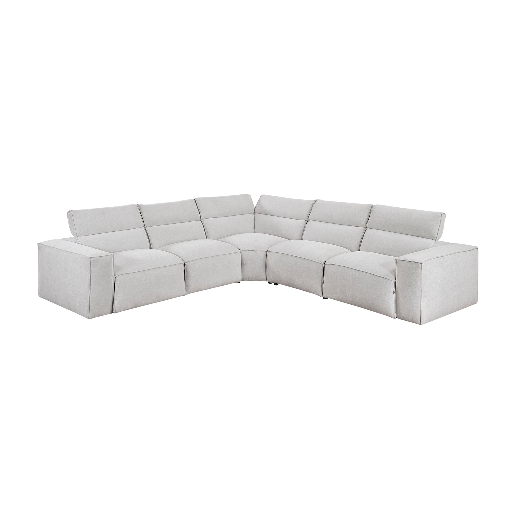 Phoebe Light Gray 5-Piece Modular Power Reclining Sectional - Ornate Home