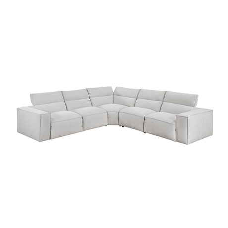 Phoebe Light Gray 5-Piece Modular Power Reclining Sectional - Ornate Home