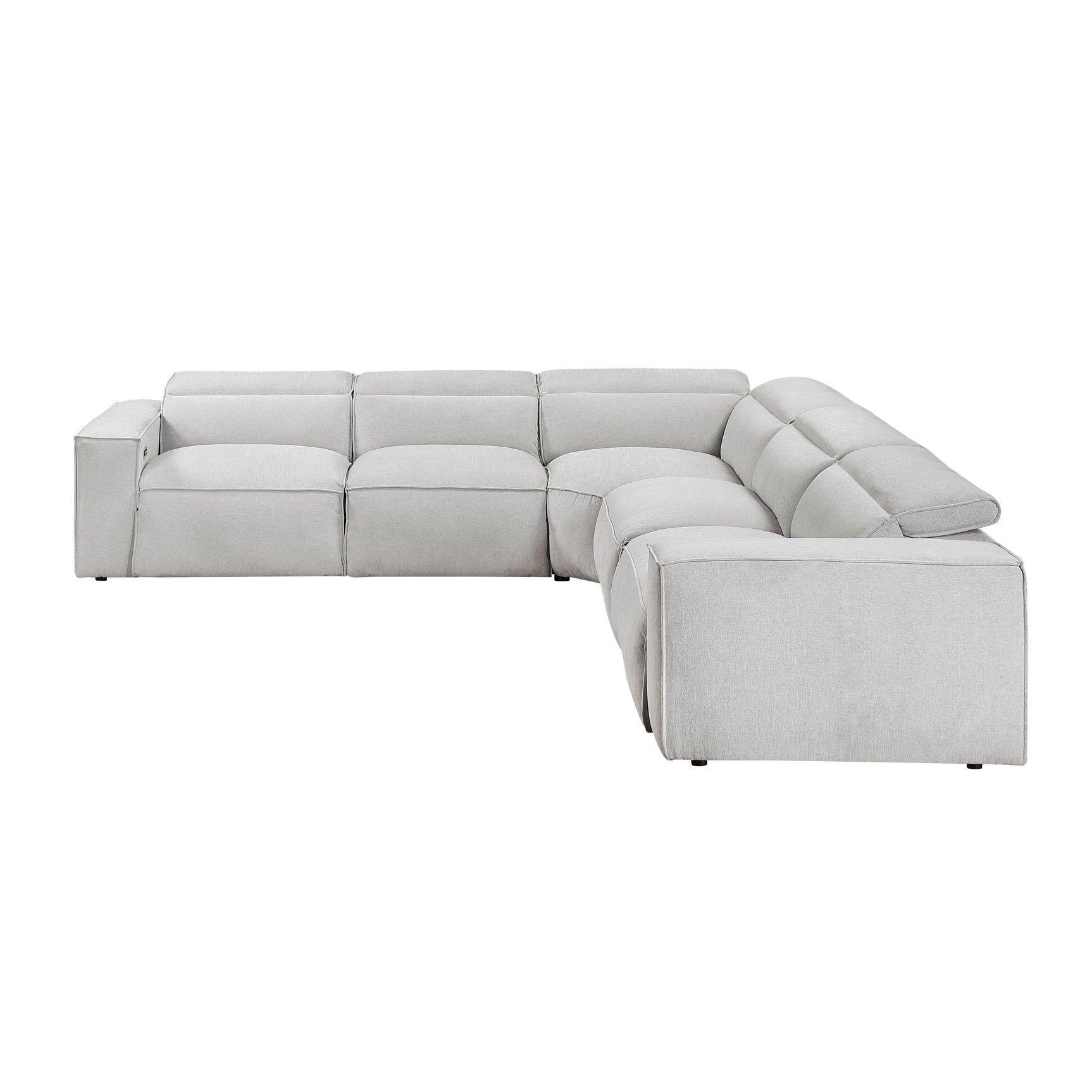 Phoebe Light Gray 5-Piece Modular Power Reclining Sectional - Ornate Home