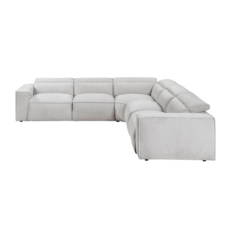 Phoebe Light Gray 5-Piece Modular Power Reclining Sectional - Ornate Home