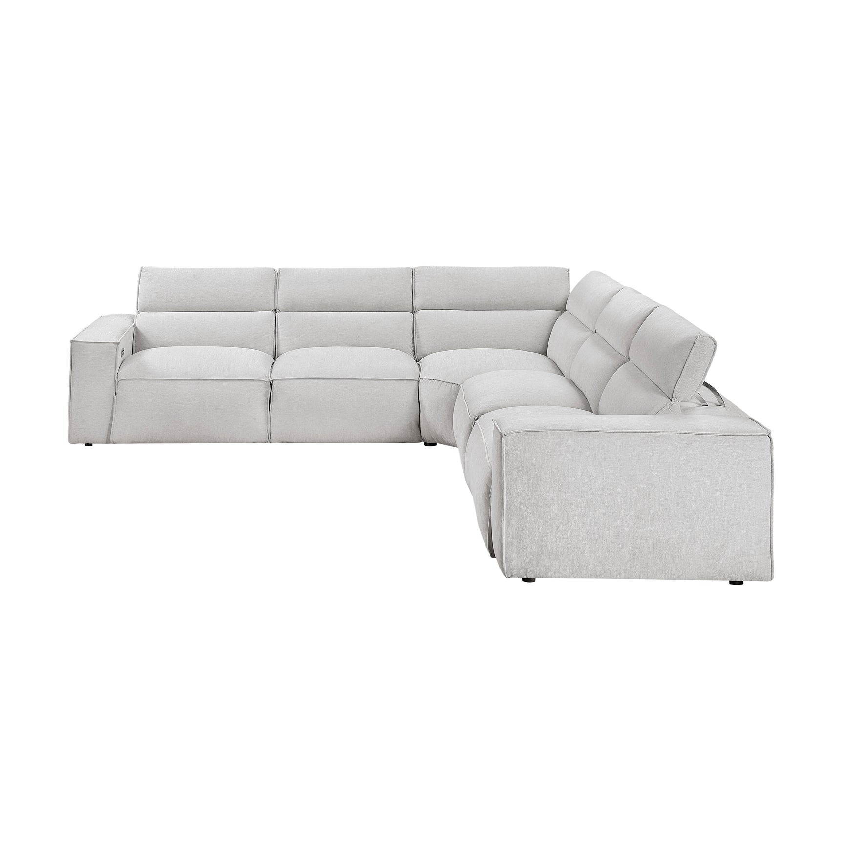 Phoebe Light Gray 5-Piece Modular Power Reclining Sectional - Ornate Home