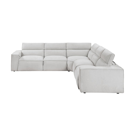 Phoebe Light Gray 5-Piece Modular Power Reclining Sectional - Ornate Home