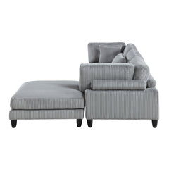 Phoenician Gray 4-Piece Modular Sectional with Ottoman - Ornate Home