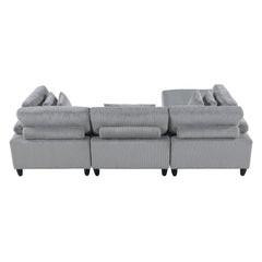 Phoenician Gray 4-Piece Modular Sectional with Ottoman - Ornate Home