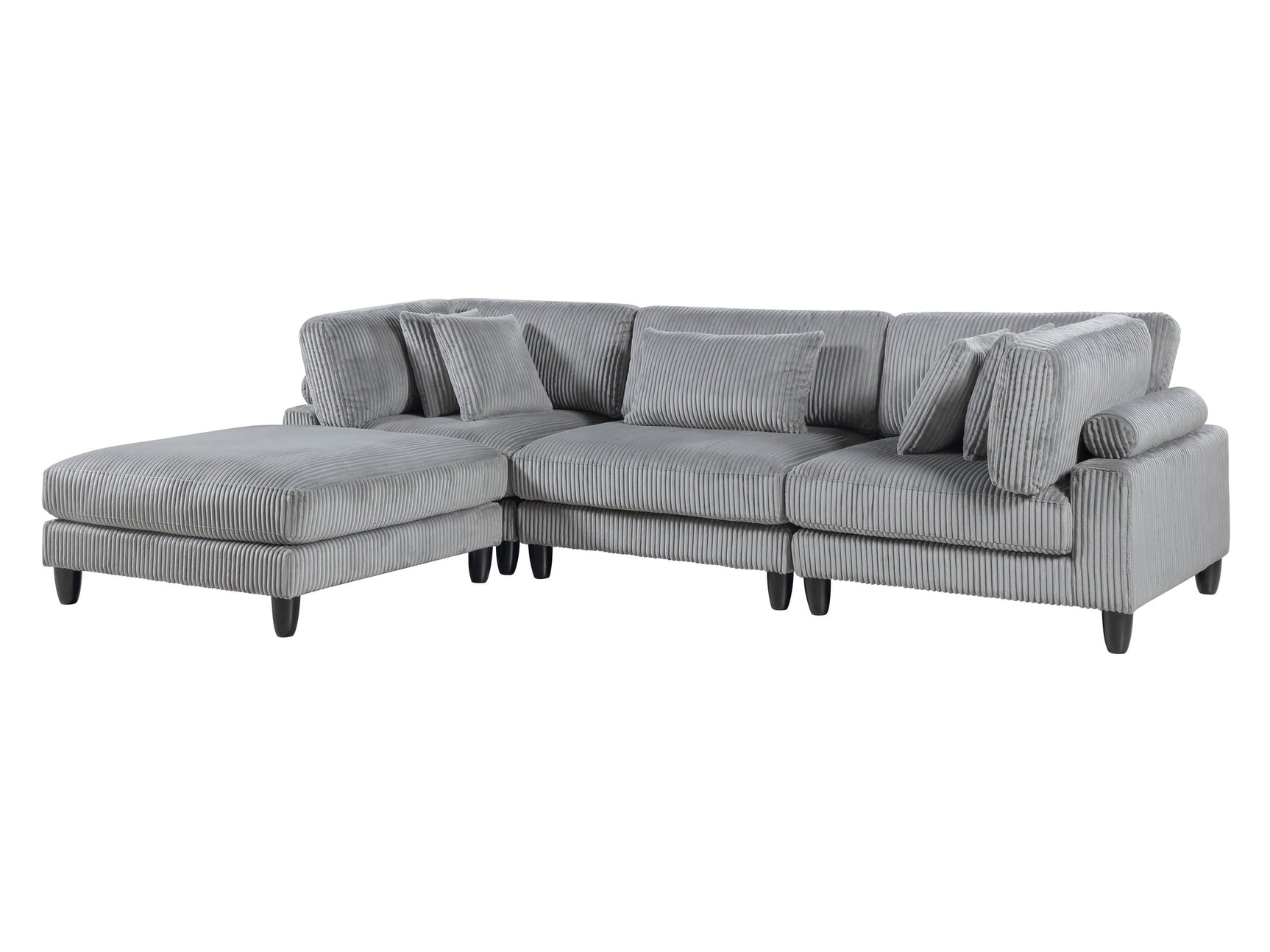 Phoenician Gray 4-Piece Modular Sectional with Otttoman - Ornate Home