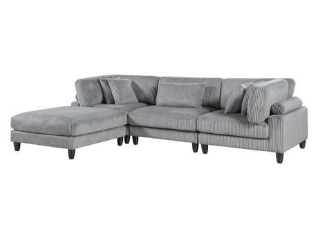 Phoenician Gray 4-Piece Modular Sectional with Otttoman - Ornate Home