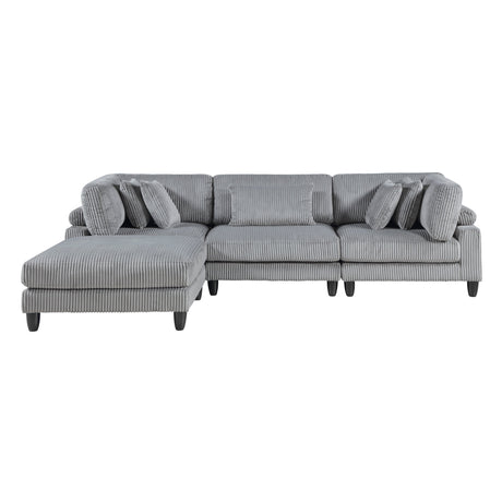Phoenician Gray 4-Piece Modular Sectional with Otttoman - Ornate Home