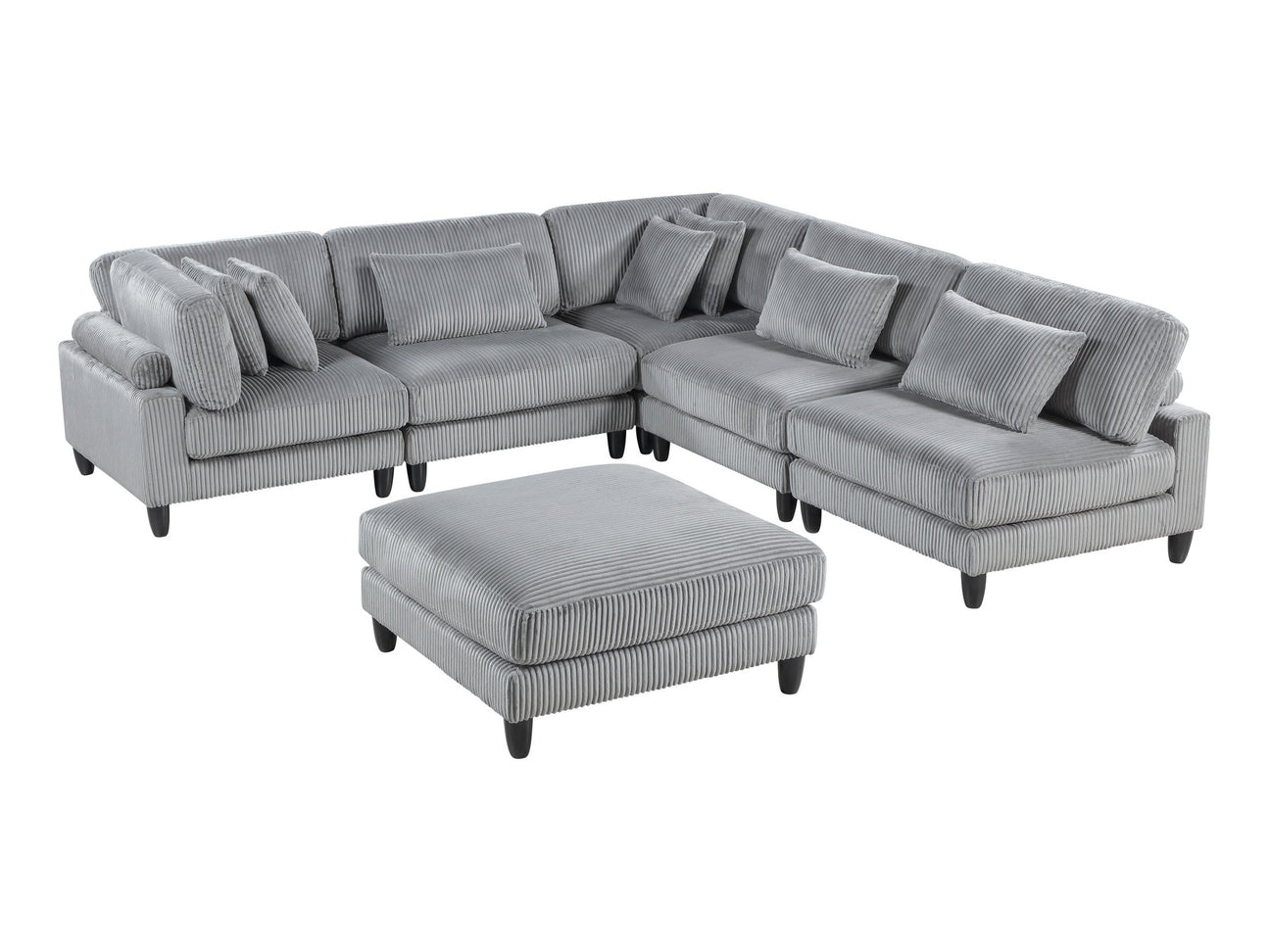 Phoenician Gray 6-Piece Modular Sectional with Ottoman - Ornate Home