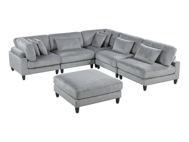 Phoenician Gray 6-Piece Modular Sectional with Ottoman - Ornate Home