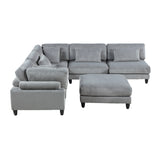 Phoenician Gray 6-Piece Modular Sectional with Ottoman - Ornate Home