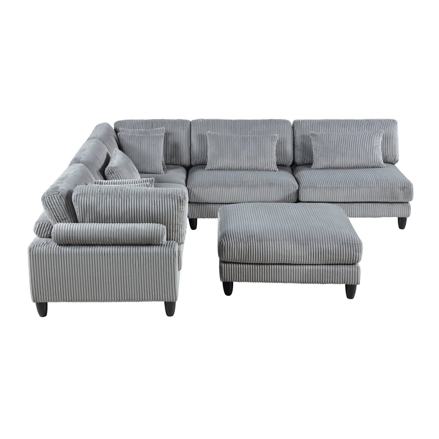 Phoenician Gray 6-Piece Modular Sectional with Ottoman - Ornate Home