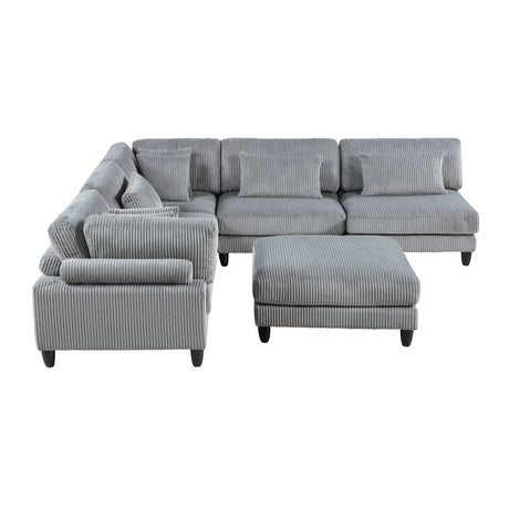 Phoenician Gray 6-Piece Modular Sectional with Ottoman - Ornate Home