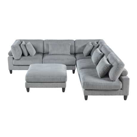 Phoenician Gray 6-Piece Modular Sectional with Ottoman - Ornate Home
