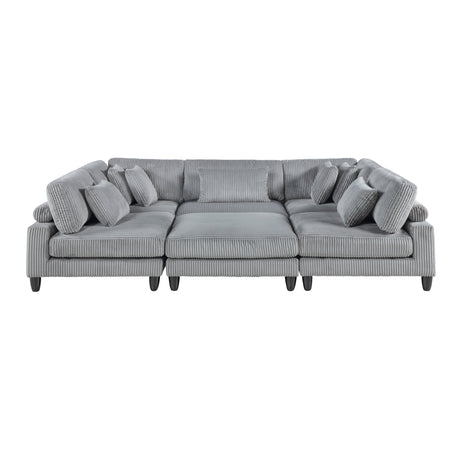 Phoenician Gray 6-Piece Modular Sectional with Ottoman - Ornate Home