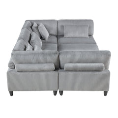 Phoenician Gray 6-Piece Modular Sectional with Ottoman - Ornate Home
