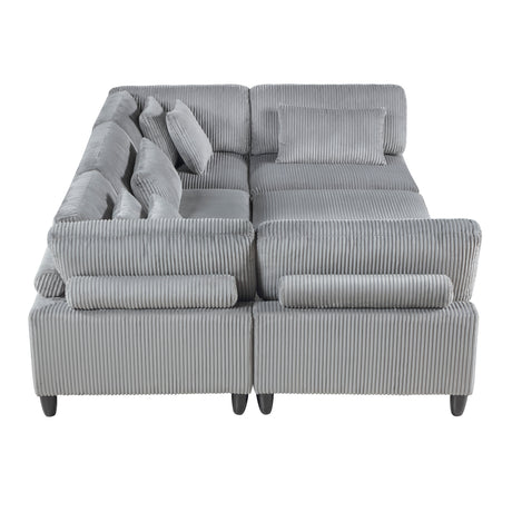 Phoenician Gray 6-Piece Modular Sectional with Ottoman - Ornate Home