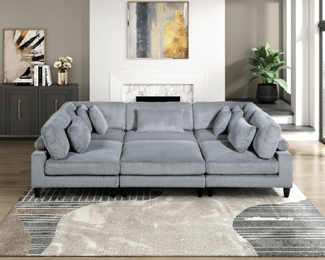 Phoenician Gray 6-Piece Modular Sectional with Ottoman - Ornate Home