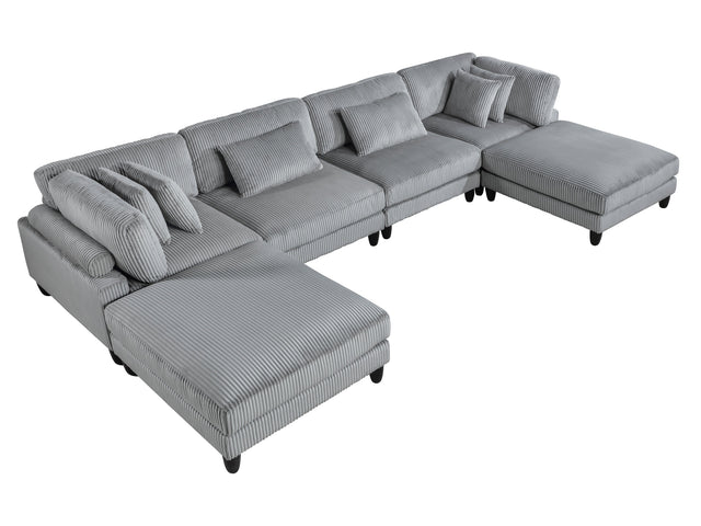 Phoenician Gray 6-Piece Modular Sectional with Ottomans - Ornate Home