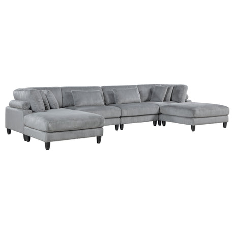 Phoenician Gray 6-Piece Modular Sectional with Ottomans - Ornate Home