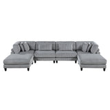 Phoenician Gray 6-Piece Modular Sectional with Ottomans - Ornate Home