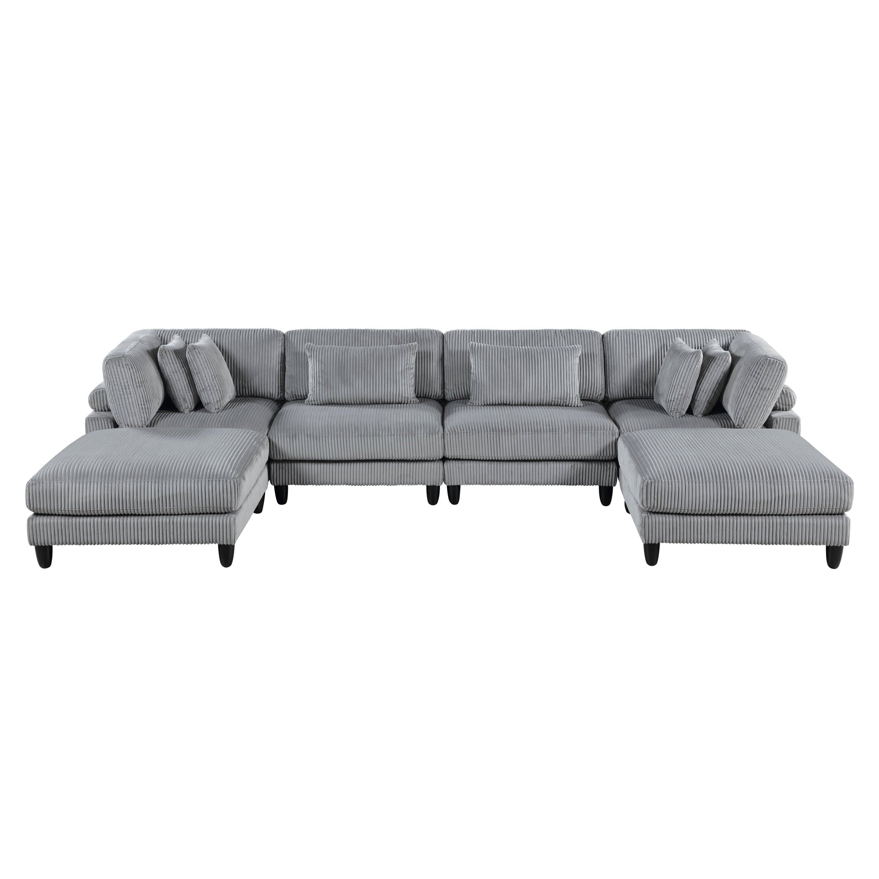 Phoenician Gray 6-Piece Modular Sectional with Ottomans - Ornate Home