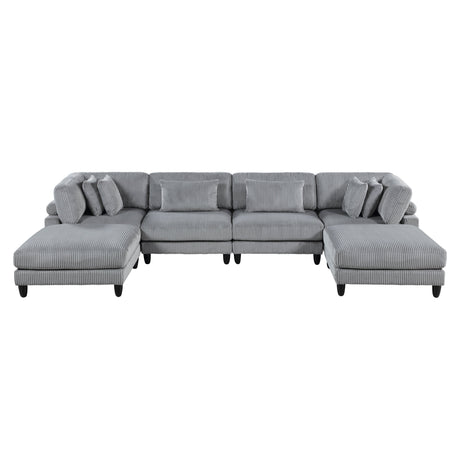 Phoenician Gray 6-Piece Modular Sectional with Ottomans - Ornate Home