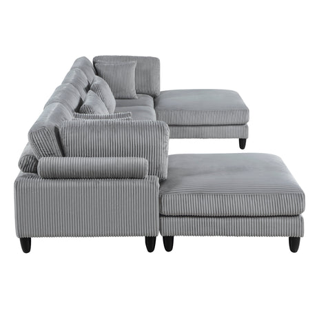 Phoenician Gray 6-Piece Modular Sectional with Ottomans - Ornate Home