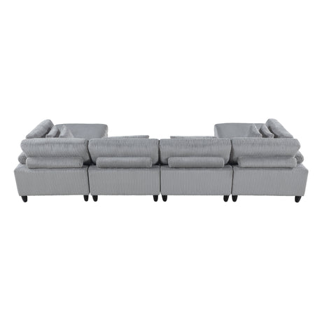 Phoenician Gray 6-Piece Modular Sectional with Ottomans - Ornate Home