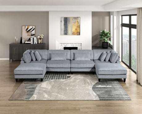 Phoenician Gray 6-Piece Modular Sectional with Ottomans - Ornate Home