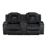 Phyllis Black Double Reclining Loveseat With Center Console And Cup Holders - Ornate Home