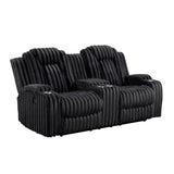 Phyllis Black Double Reclining Loveseat With Center Console And Cup Holders - Ornate Home