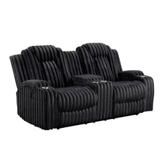 Phyllis Black Double Reclining Loveseat With Center Console And Cup Holders - Ornate Home