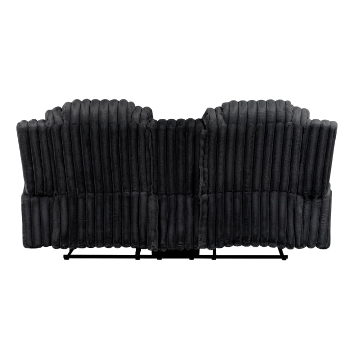 Phyllis Black Double Reclining Loveseat With Center Console And Cup Holders - Ornate Home