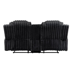 Phyllis Black Double Reclining Loveseat With Center Console And Cup Holders - Ornate Home