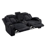 Phyllis Black Double Reclining Loveseat With Center Console And Cup Holders - Ornate Home