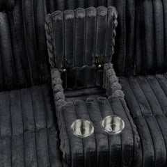 Phyllis Black Double Reclining Loveseat With Center Console And Cup Holders - Ornate Home