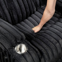 Phyllis Black Double Reclining Loveseat With Center Console And Cup Holders - Ornate Home