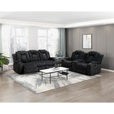 Phyllis Black Double Reclining Loveseat With Center Console And Cup Holders - Ornate Home