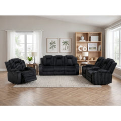 Phyllis Black Double Reclining Loveseat With Center Console And Cup Holders - Ornate Home