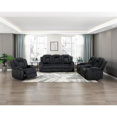Phyllis Black Double Reclining Loveseat With Center Console And Cup Holders - Ornate Home