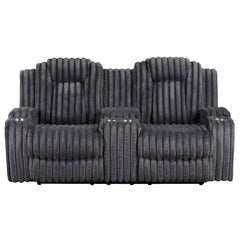 Phyllis Black Double Reclining Loveseat With Center Console And Cup Holders - Ornate Home
