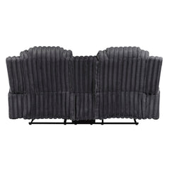 Phyllis Black Double Reclining Loveseat With Center Console And Cup Holders - Ornate Home