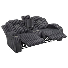 Phyllis Black Double Reclining Loveseat With Center Console And Cup Holders - Ornate Home