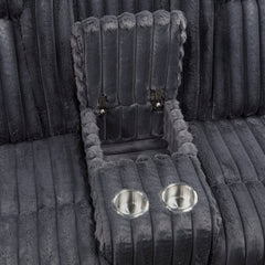 Phyllis Black Double Reclining Loveseat With Center Console And Cup Holders - Ornate Home